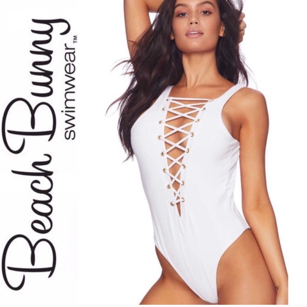 Beach Bunny Ribbed White One Piece